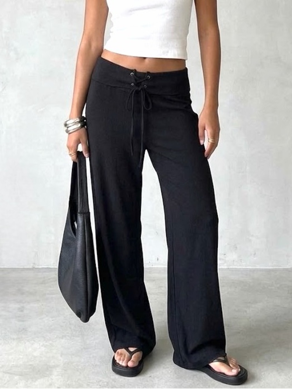 Princess Polly Raymonde Pants 6 Black Minimalist Linen Soft Girl Trendy Chic